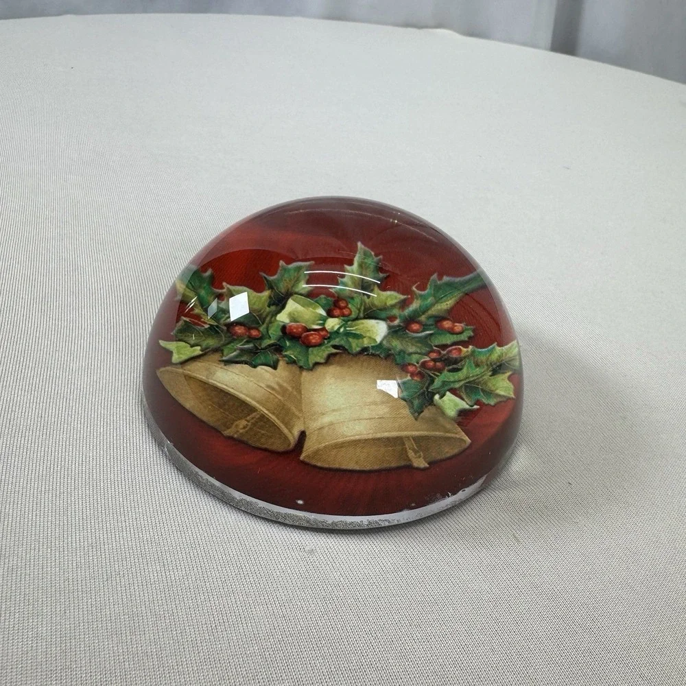 Paperweight Glass Festive themed by John Grossman Domed Christmas‎ Bells